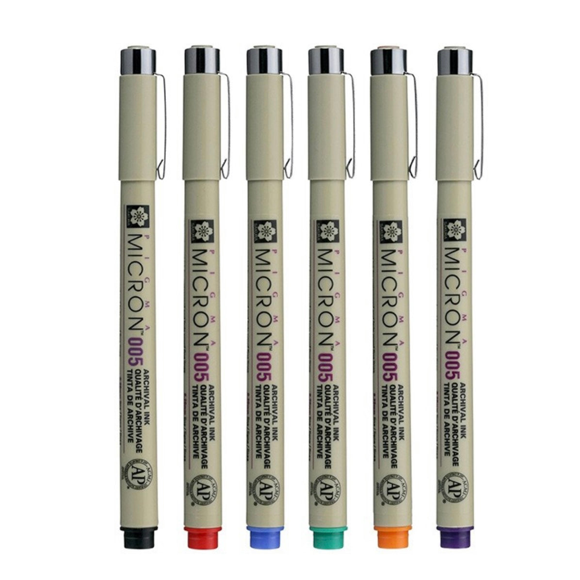 Tiralíneas Sakura Pigma Micron 0.05mm. Set 6 Colores