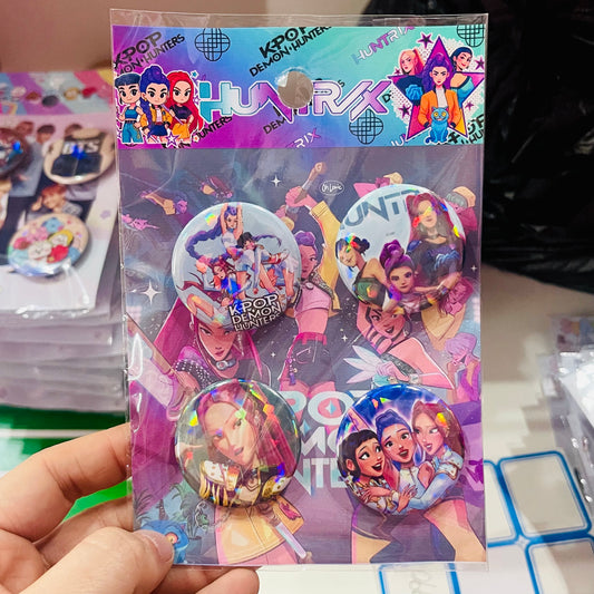 Set 4 Chapitas “Las Guerreras Kpop Huntrix”