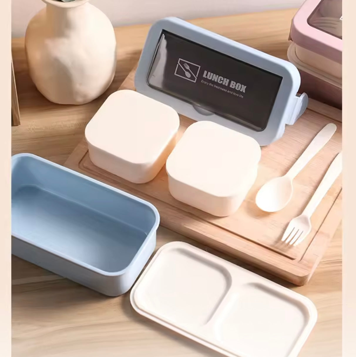 Lunch Box + Tenedor y Cuchara, apto para microondas.
