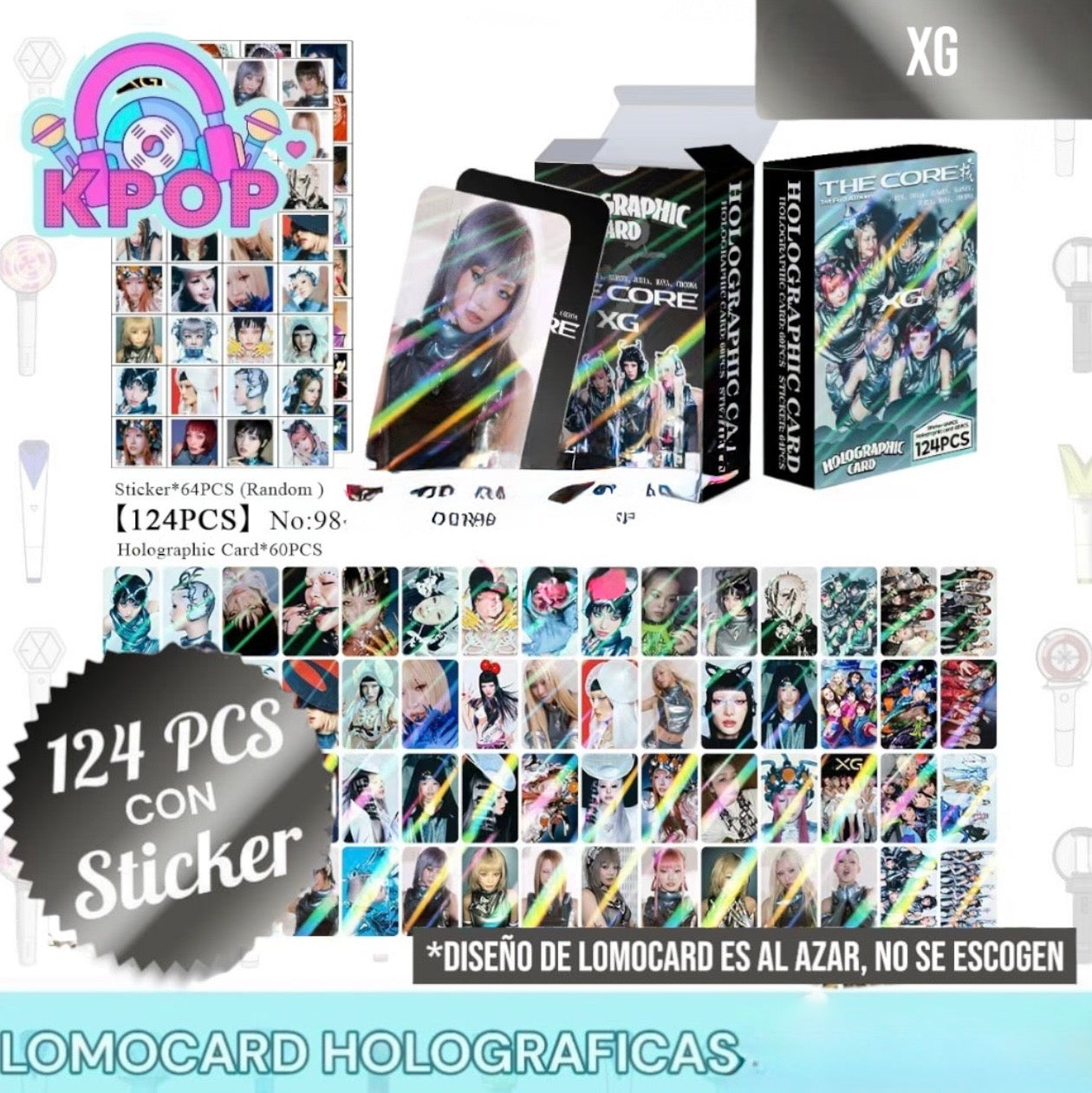 Set 124 PCS “XG”. 64 Photocards + 60 Mini Stickers.