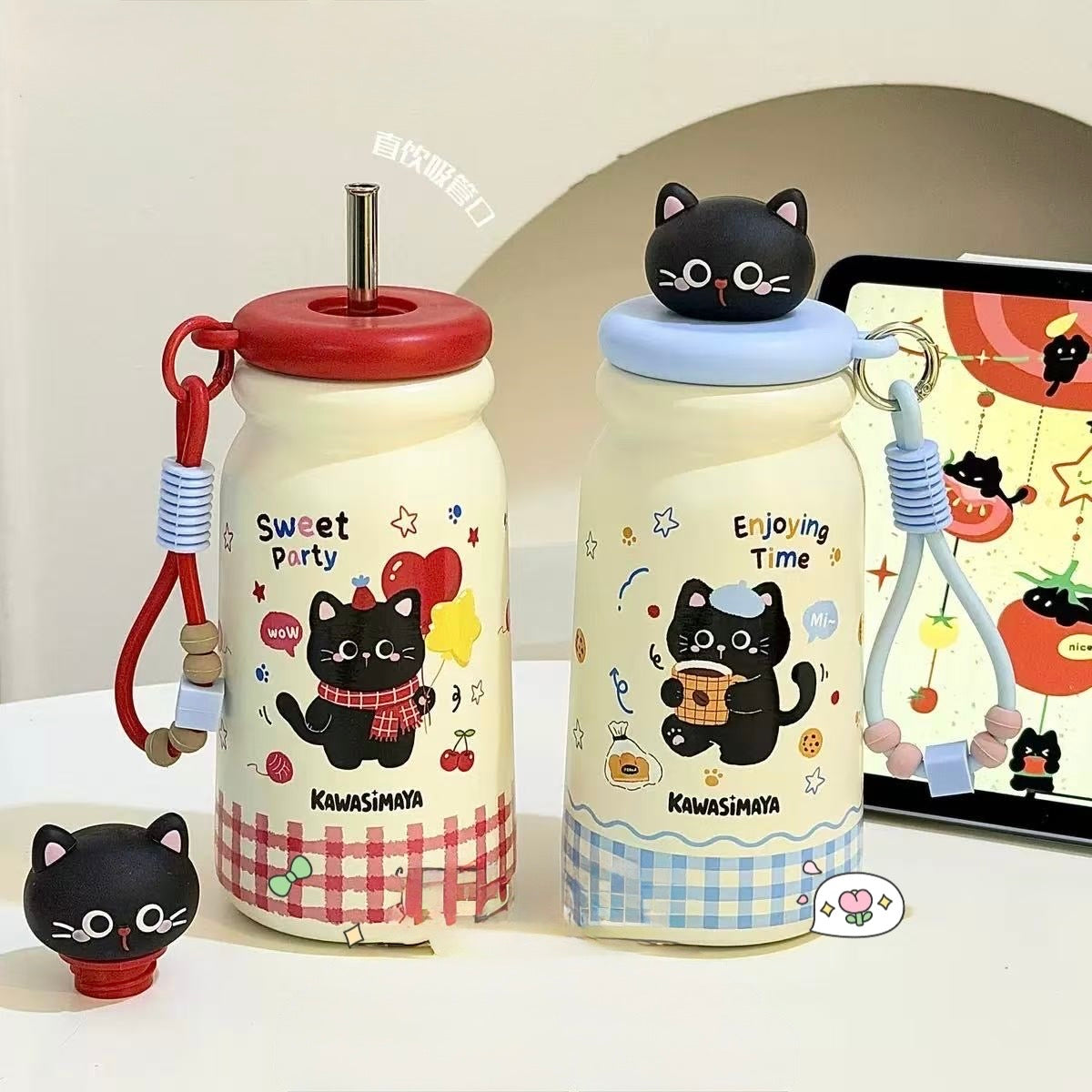 Termo con Bombilla “Gatitos”. 500ml