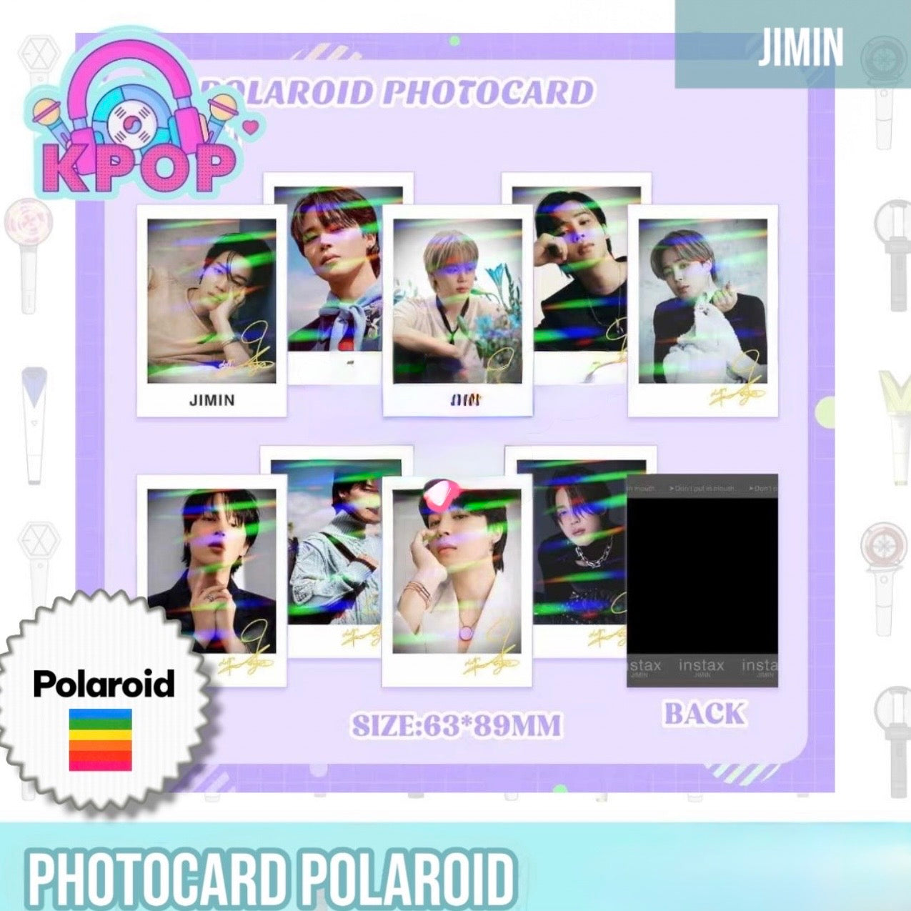 Set 9 Photocards estilo Polaroid “Jimin BTS”