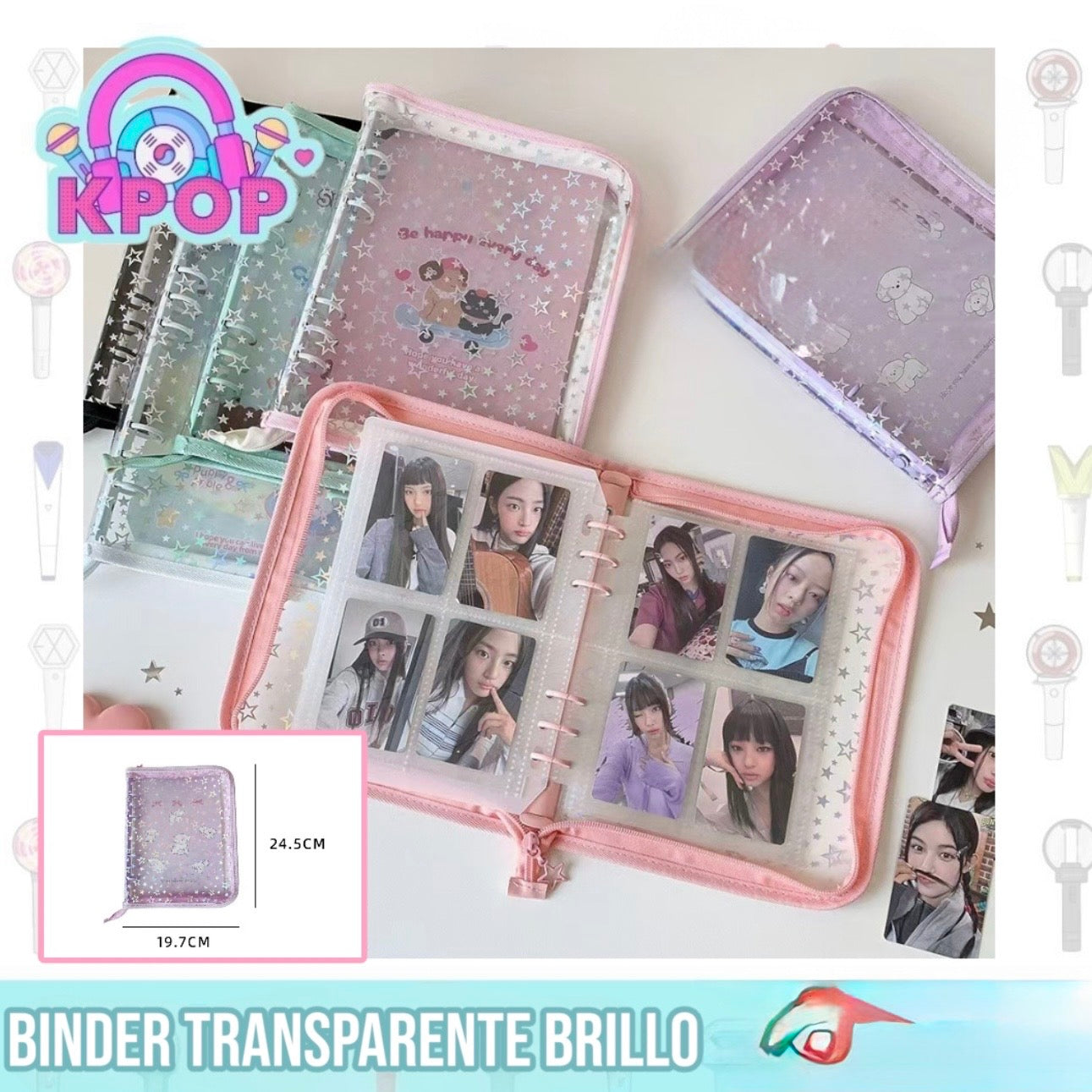 Binder Transparente Holografico para Photocards.