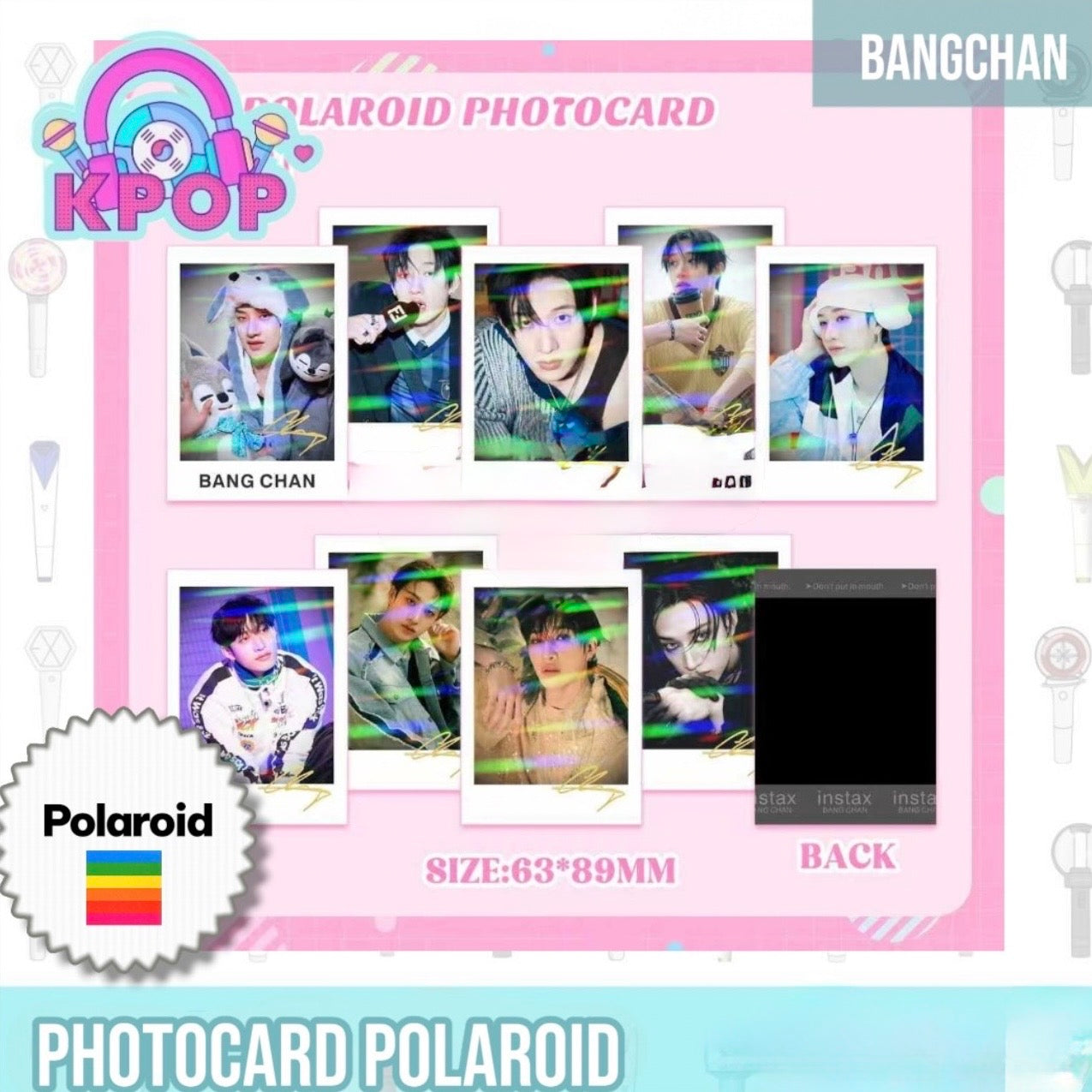 Set 9 Photocards estilo Polaroid “Bangchan Straykids”