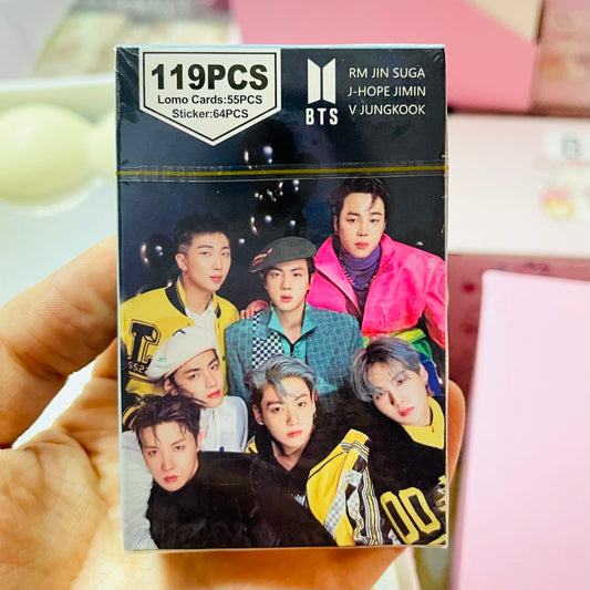 Set 119 PCS “BTS”. 55 Photocards + 64 Mini Stickers.