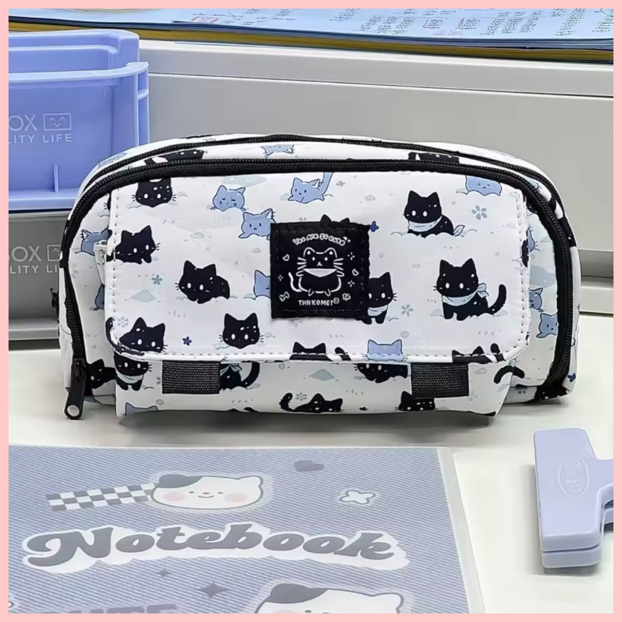 Estuche MultiBolsillos “Gatito”. 21x11x13cms