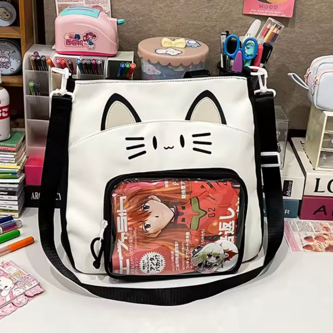 Bolso + 4 Chapitas “Gatito”. 35x34x8cms