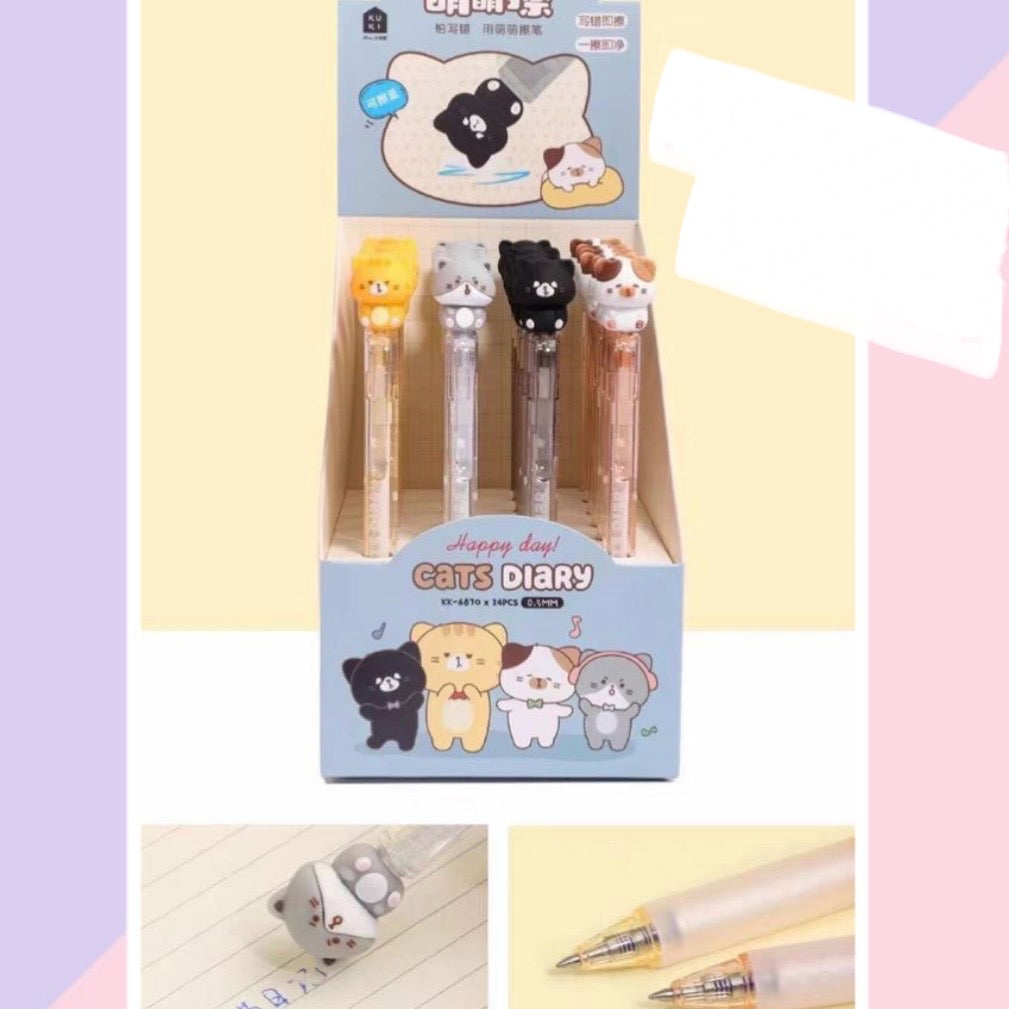 Lápiz Tinta Borrable “Gatito”. Tinta color Azul