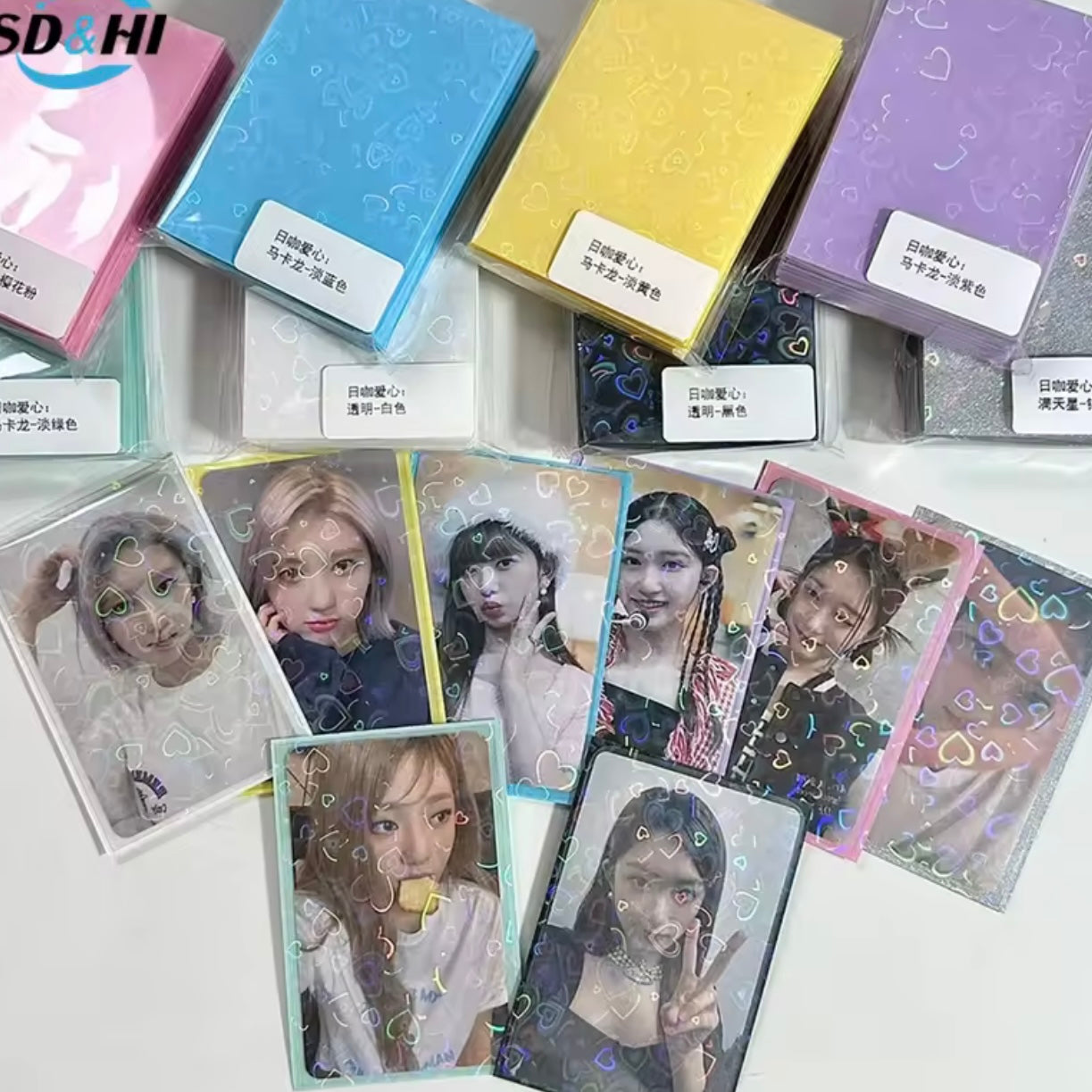 Set 50 Sleeves Transparentes Colores para Photocards.