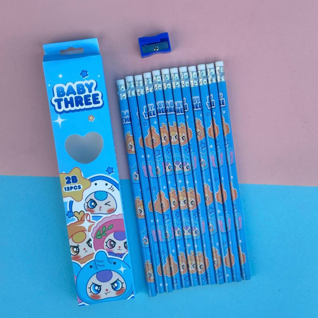 Set 12 Lápiz Mina HB + Sacapuntas “Baby Three”