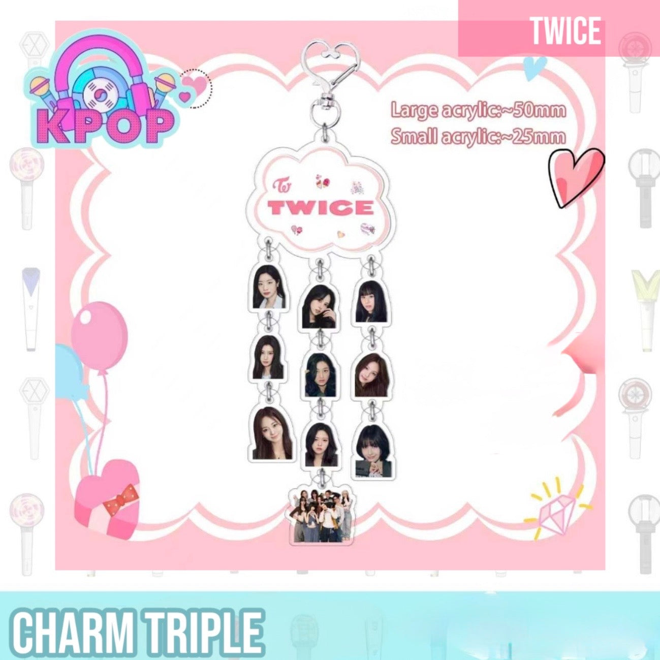 Llavero acrílico Triple “Twice”
