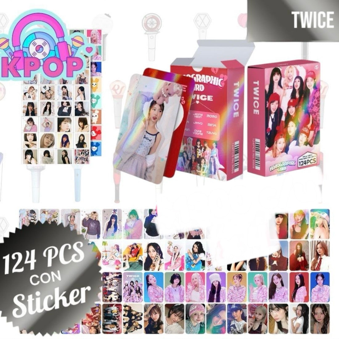 Set 124 PCS “Twice”. 64 Photocards + 60 Mini Stickers.