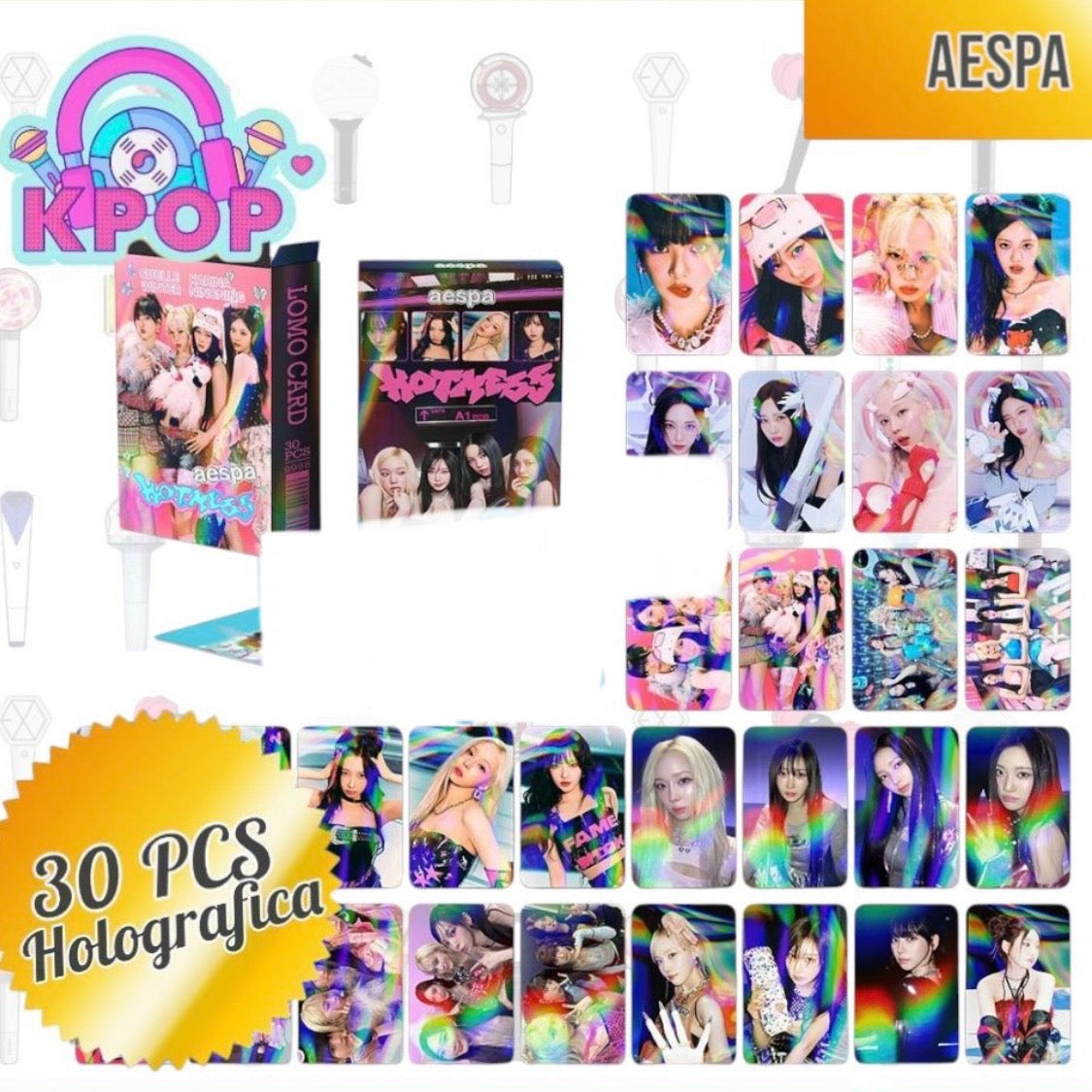 Set 30 de photocards Holograficas “AESPA”