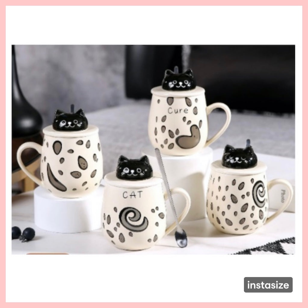Taza + Tapa + Cuchara “Gatito Negro”. 400ml