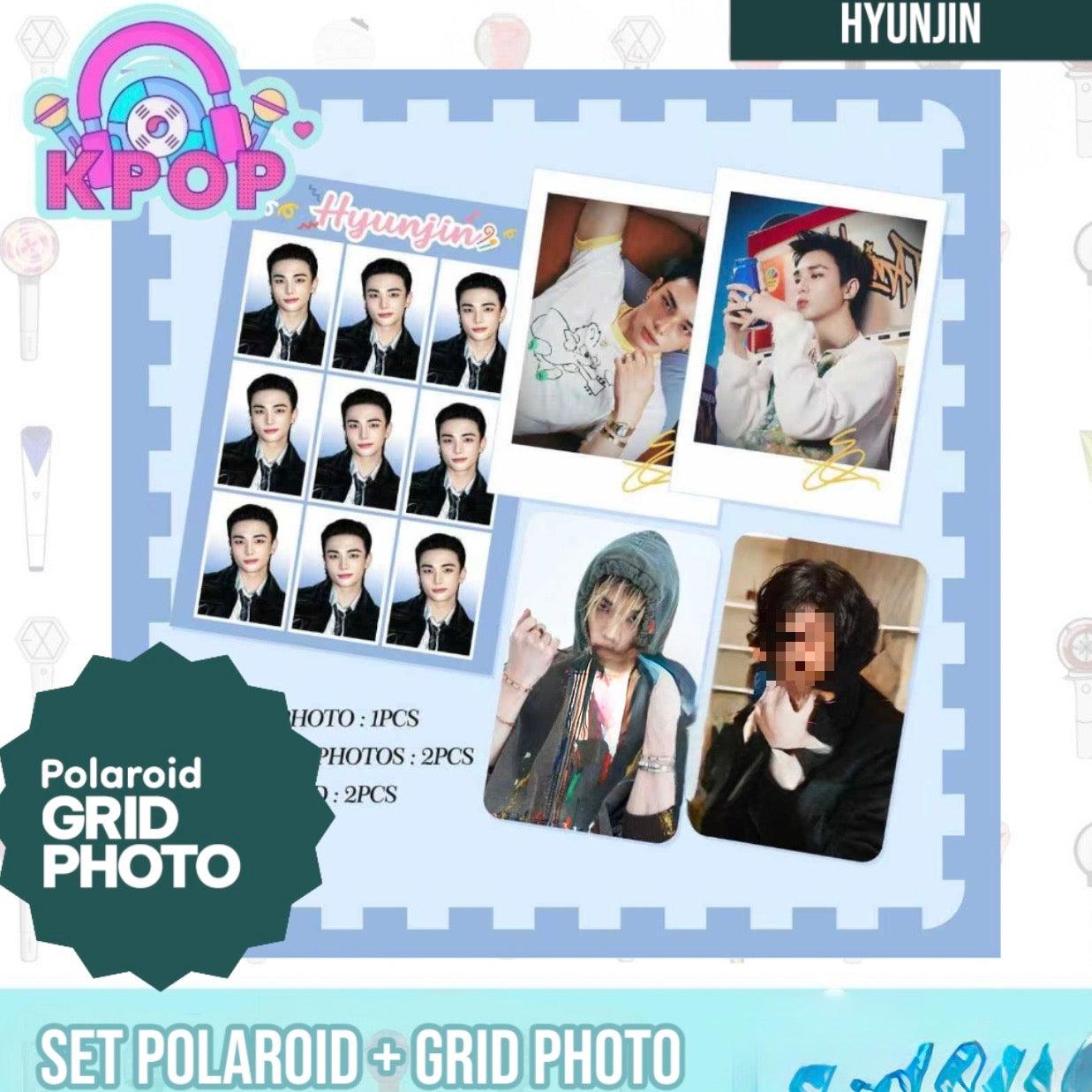 Set Polaroid + Grid Photo “StrayKids Hyunjin”