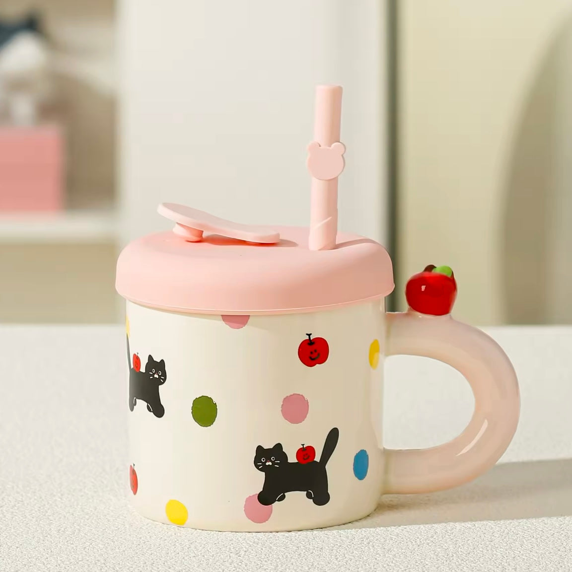 Taza con Bombilla “Gatito”. 400ml