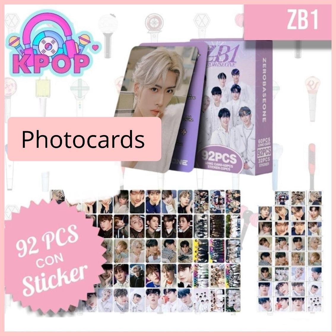 Set 92 PCS “ZB1”. 60 Photocards + 32 Mini Stickers.