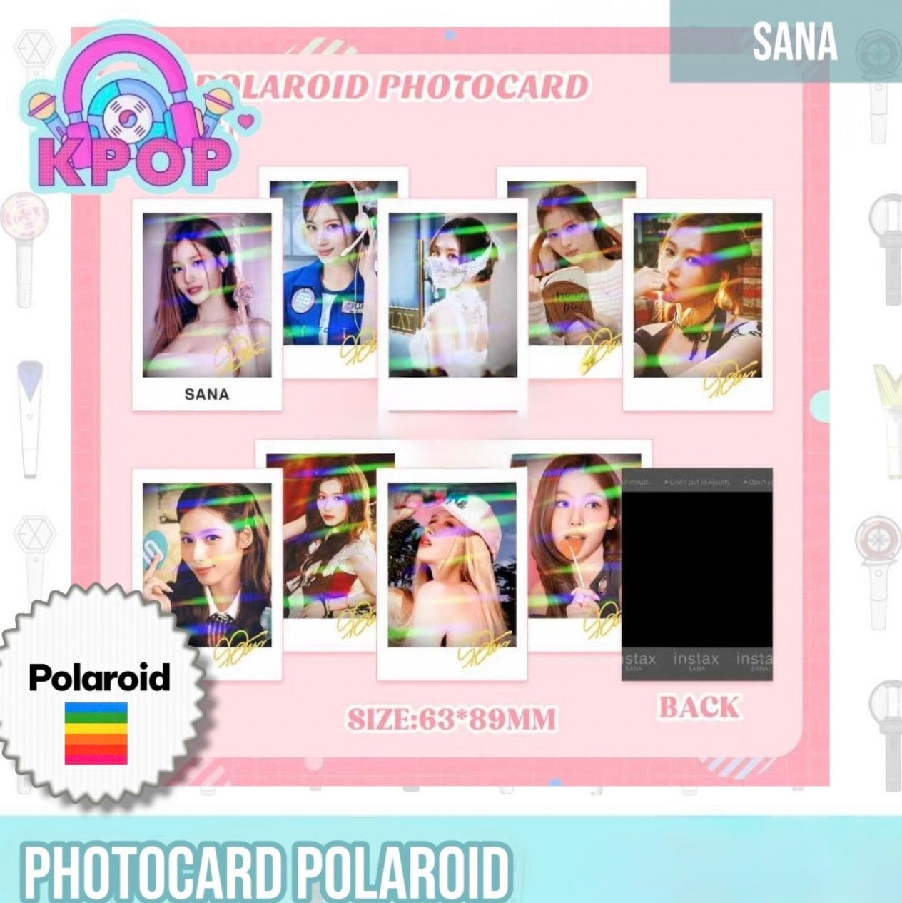 Set 9 Photocards estilo Polaroid “SANA Twice”
