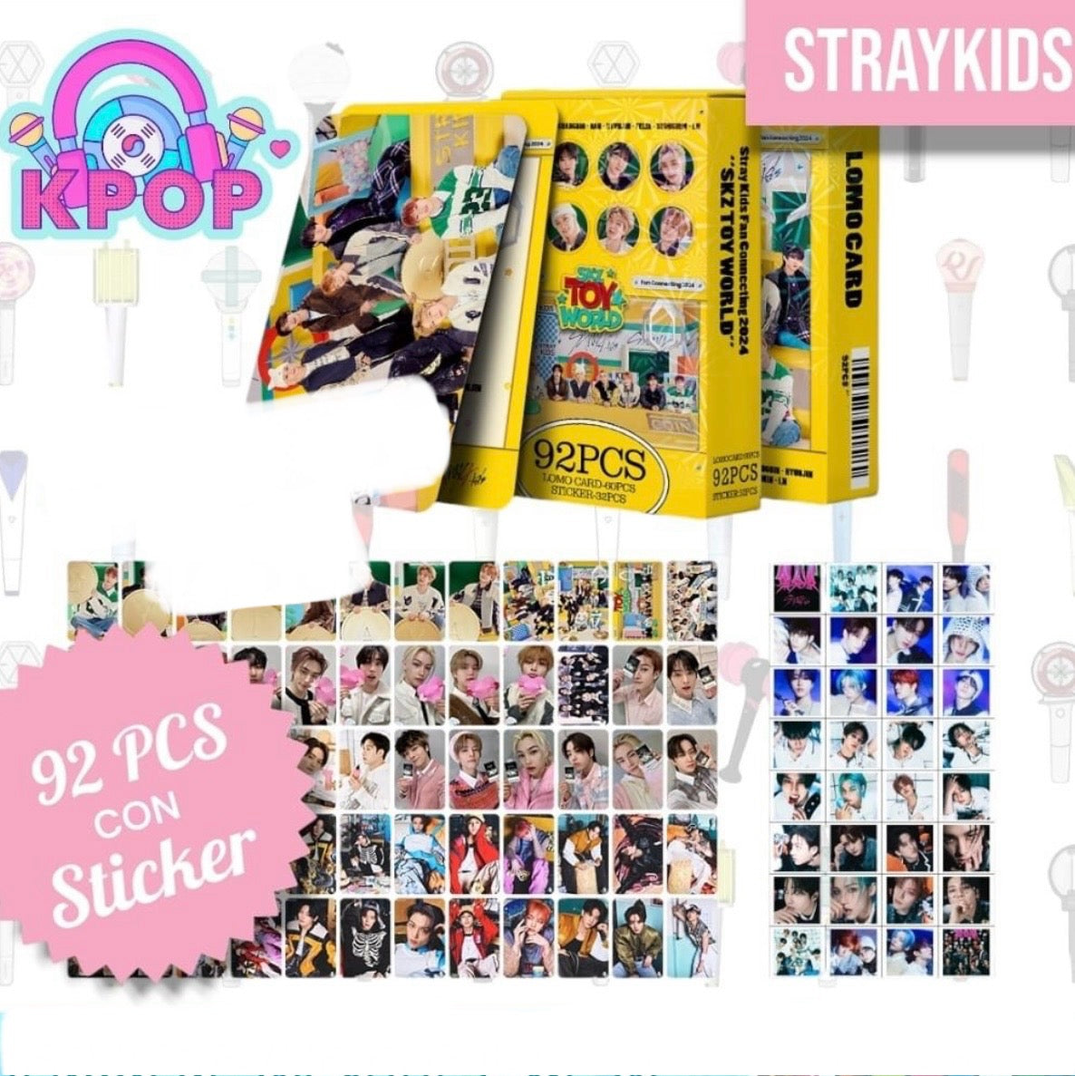 Set 92 PCS “Straykids”. 60 Photocards + 32 Mini Stickers.