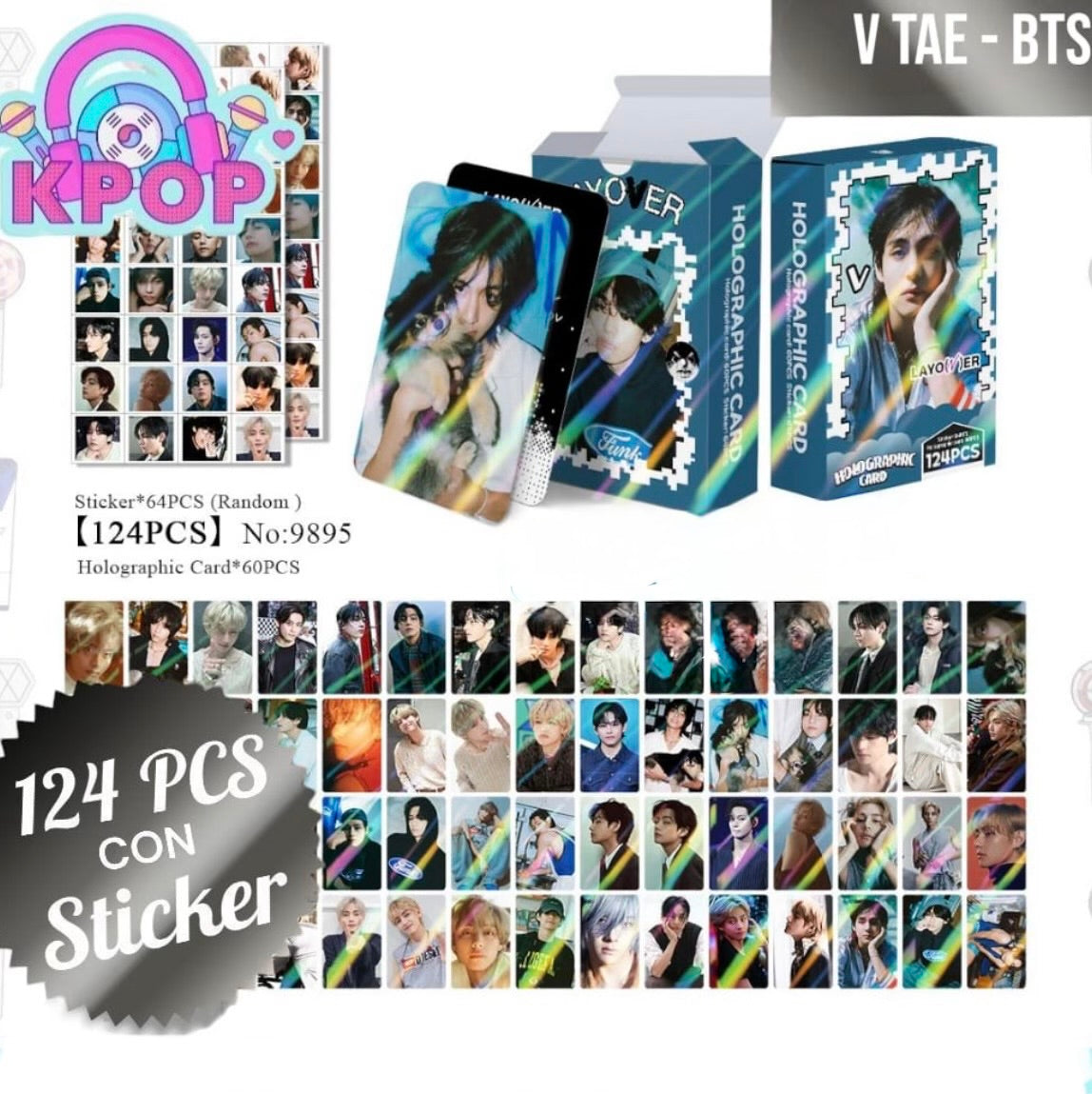 Set 124 PCS “Tae BTS”. 64 Photocards + 60 Mini Stickers.