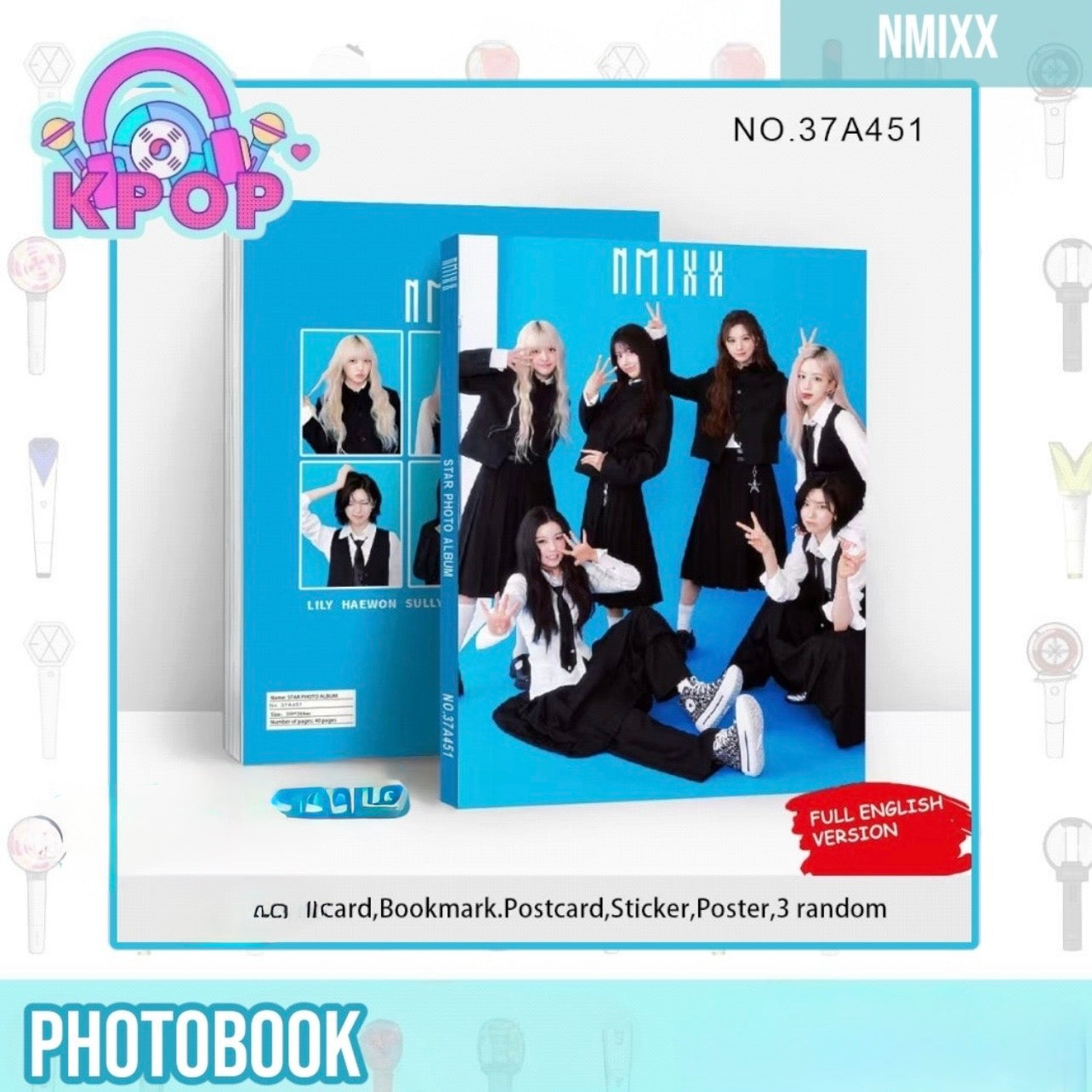 Photobook “NMIXX” + 4 PhotoCards + Lámina de Stickers. 40 Páginas 29x21Cms