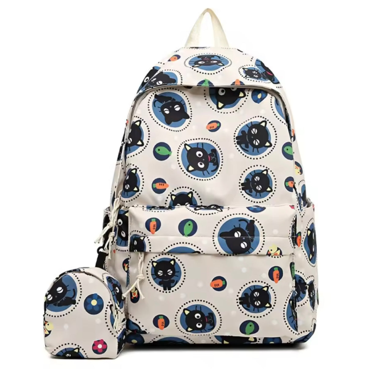 Mochila Impermeable + Monedero “Gatito Negro”. 43x32cms