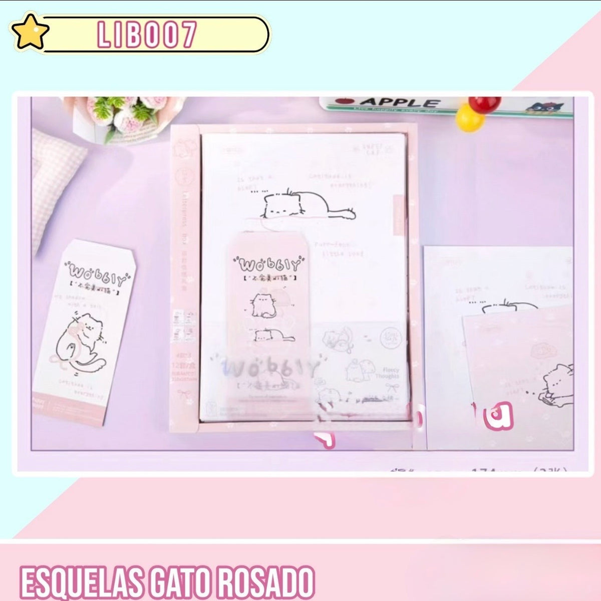 Esquelas + Sobres “Gato Rosado”