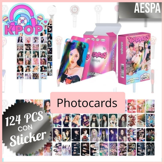 Set 124 PCS “Aespa”. 64 Photocards + 60 Mini Stickers.