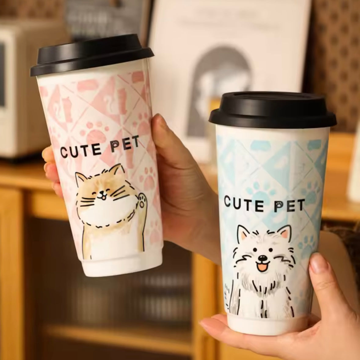 Taza Mug “Cute Pet”. 580ml. Taza Cerámica, Tapa Silicona.