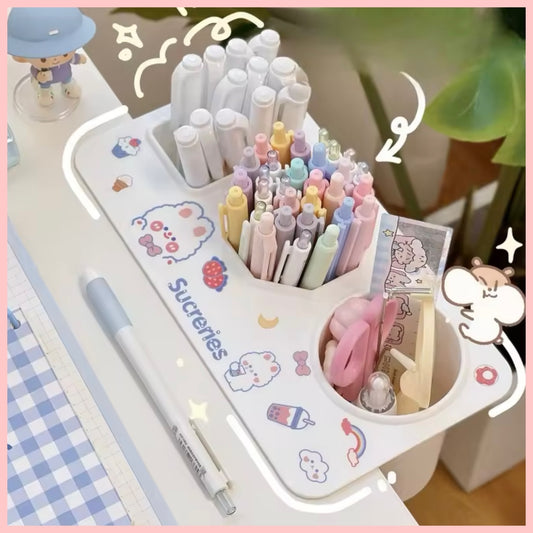 Organizador de Lápices + Lámina de Stickers. Incluye Pegamento para fijarlo a Superficie lisa. 23x12x10cms