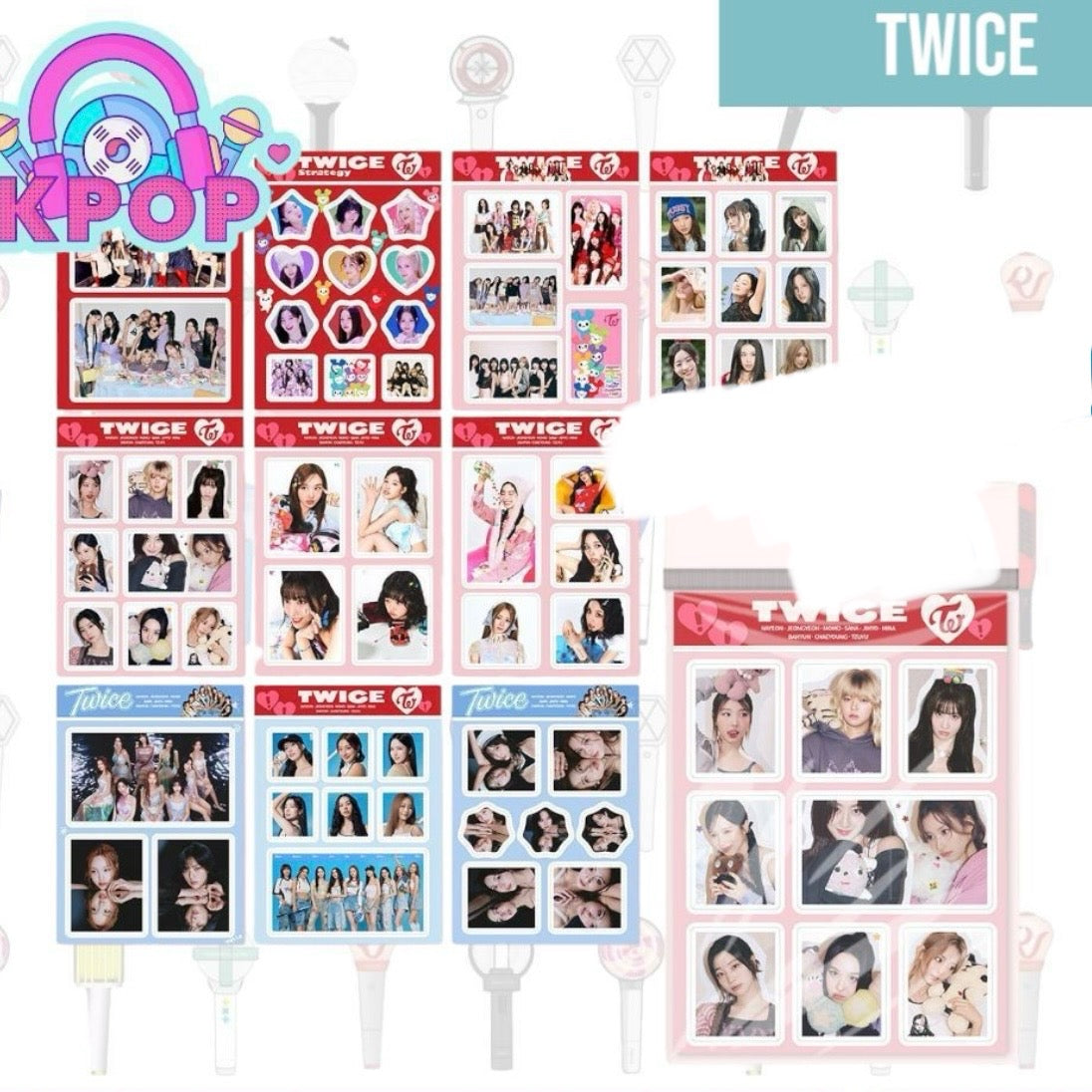 Set 10 Láminas de stickers “Twice”. 15x11Cms