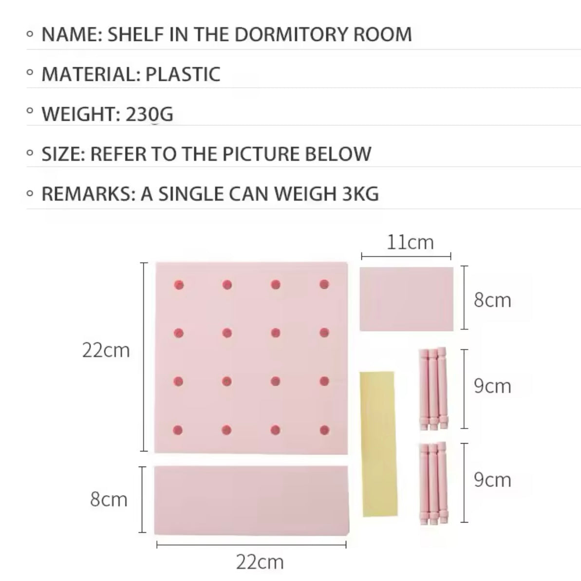 Repisa Organizadora para Pared. Incluye 8 Accesorios, 22x22Cms