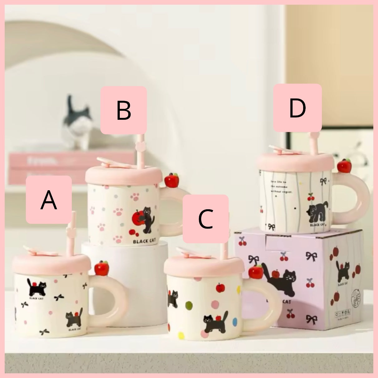 Taza con Bombilla “Gatito”. 400ml