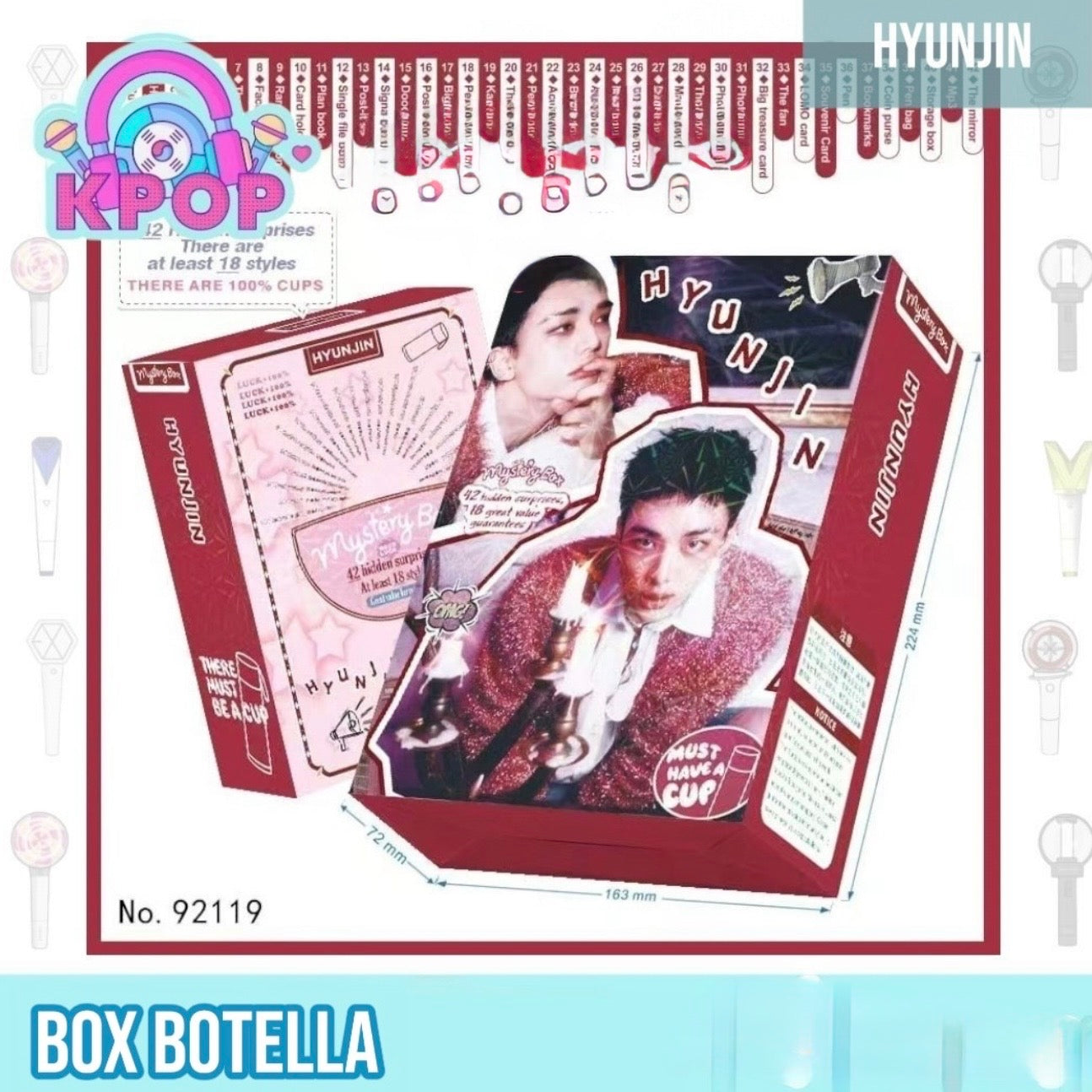 Caja Sorpresa “Hyunjin Straykids”. Incluye Botella