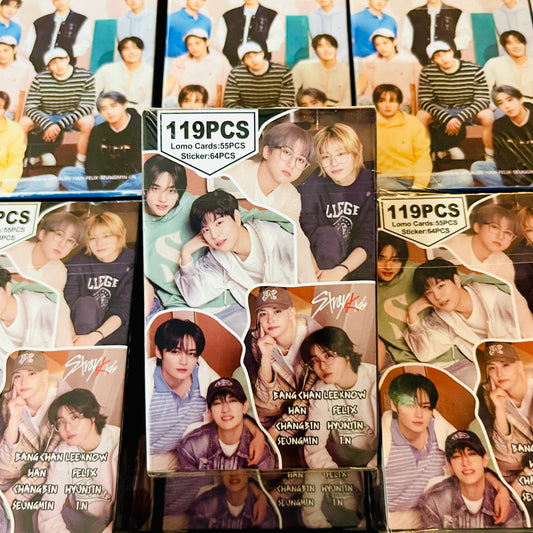 Set 119 PCS “Straykids”. 55 Photocards + 64 Mini Stickers.