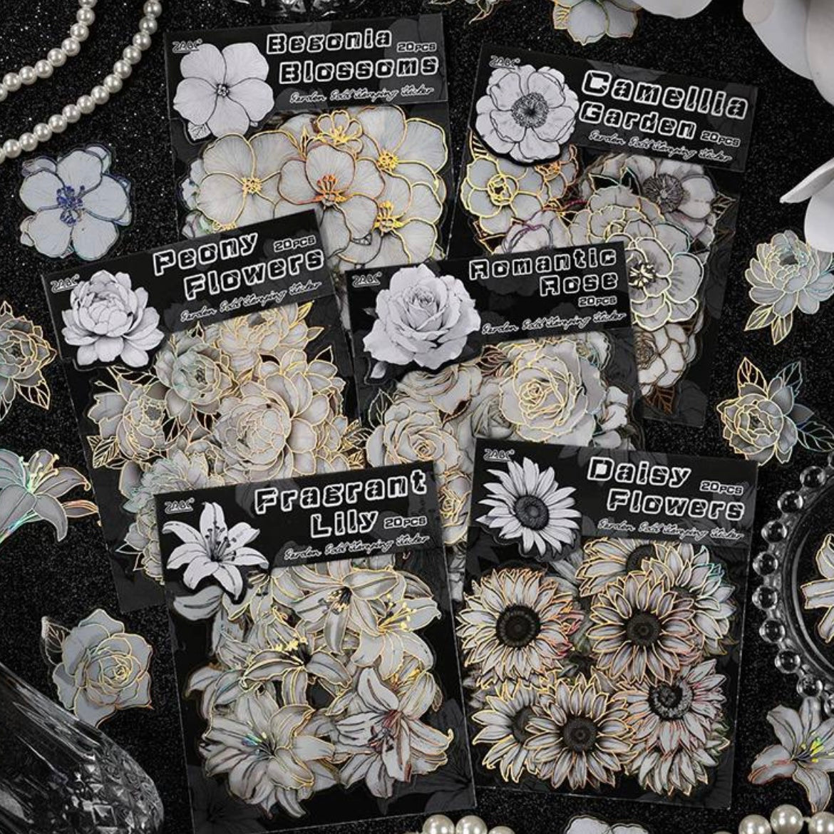 Set 20 Stickers “Flores Blancas”