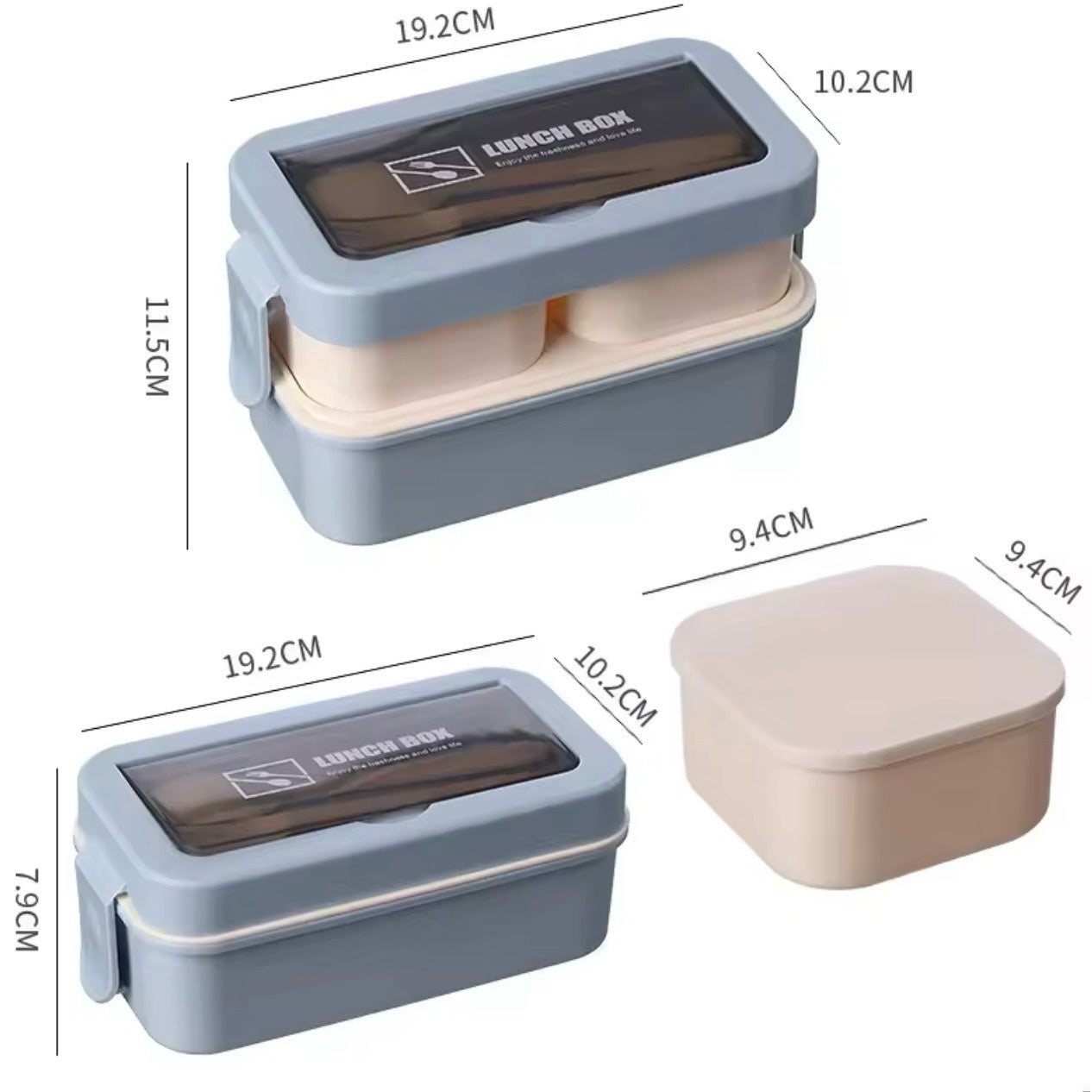 Lunch Box + Tenedor y Cuchara, apto para microondas.