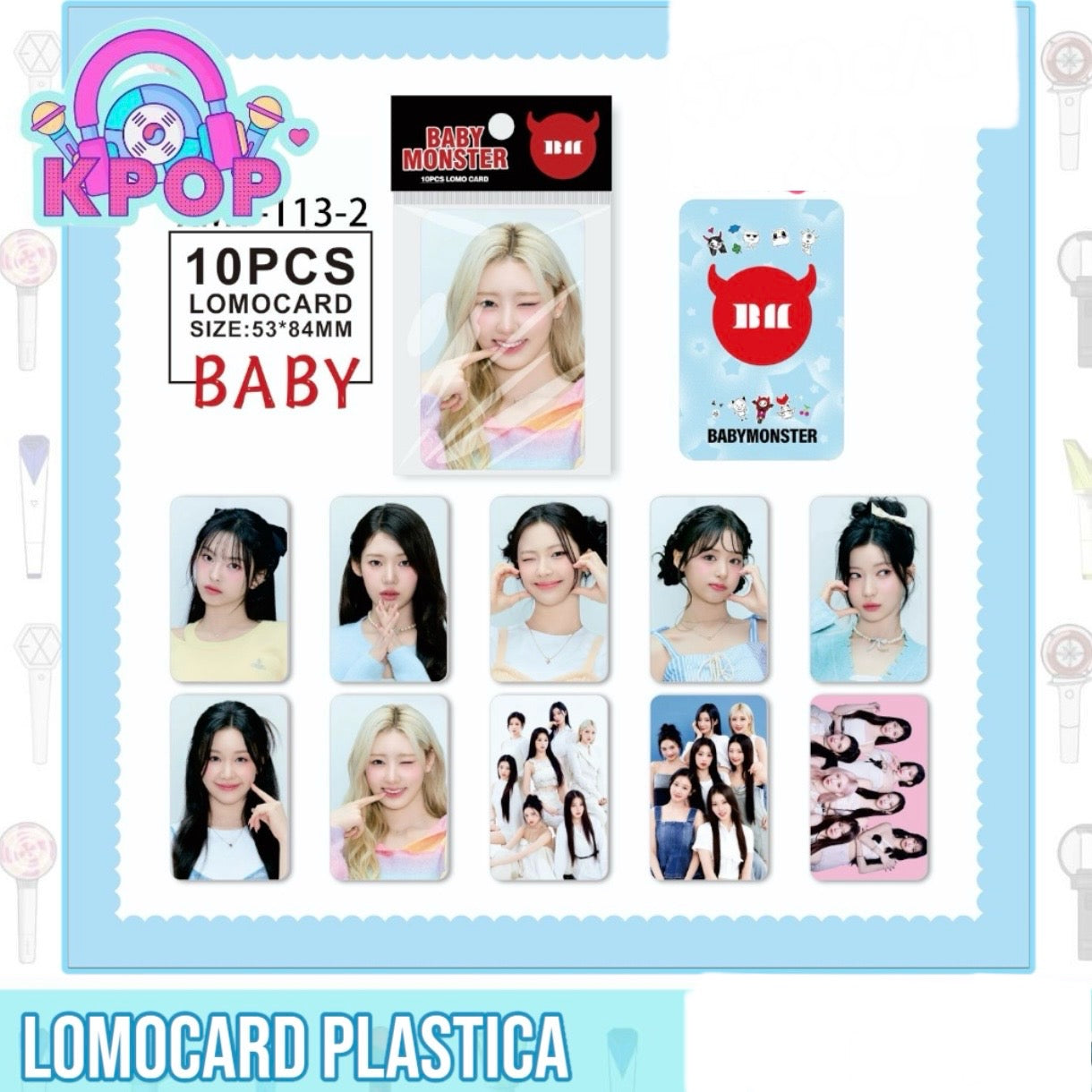 Set 10 Photocards Plásticas “Baby Monster”
