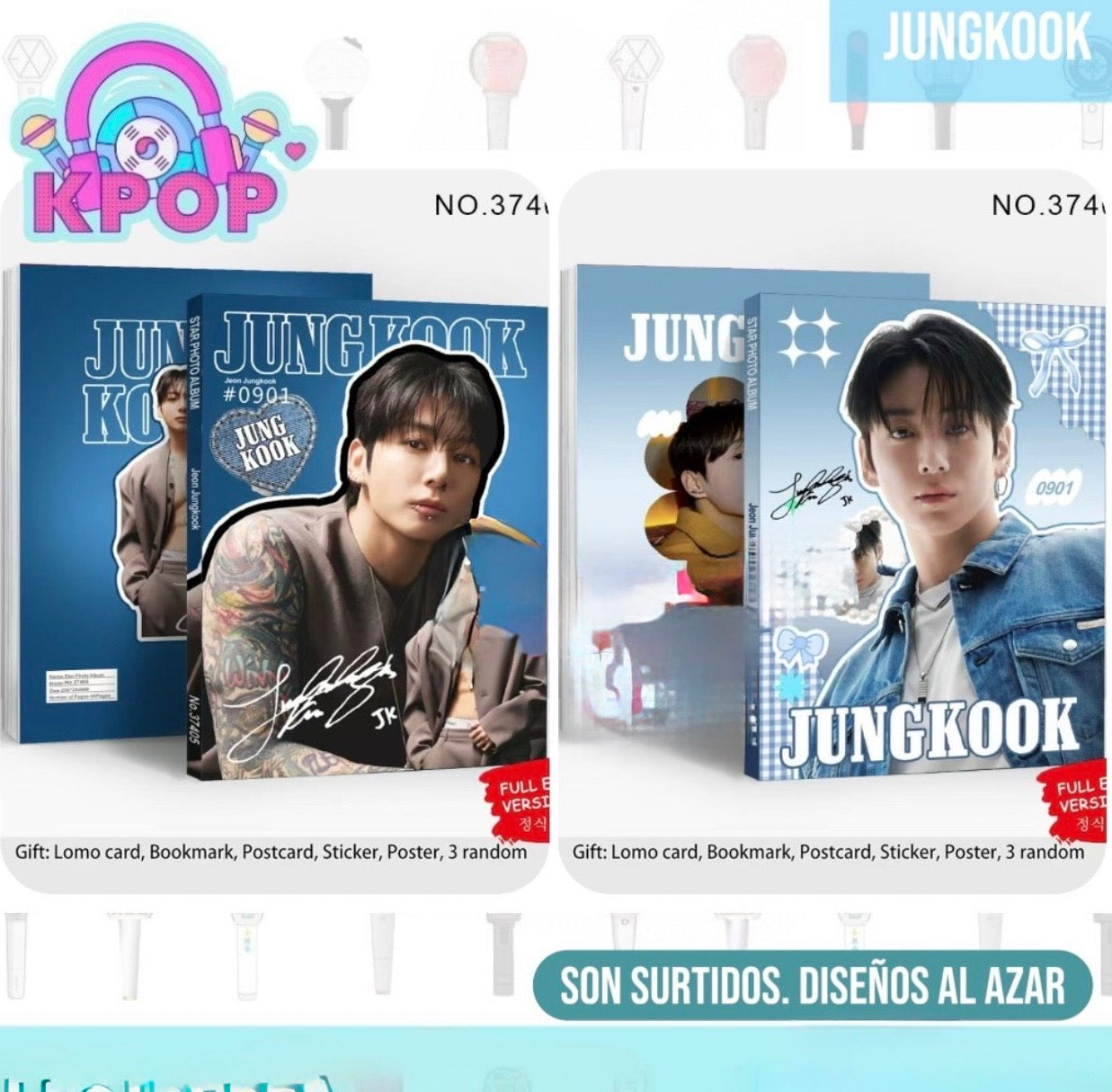Photobook “Jungkook BTS” + 4 PhotoCards + Lámina de Stickers. 40 Páginas 29x21Cms