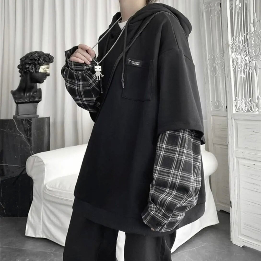 Poleron Negro Mangas Cuadritos