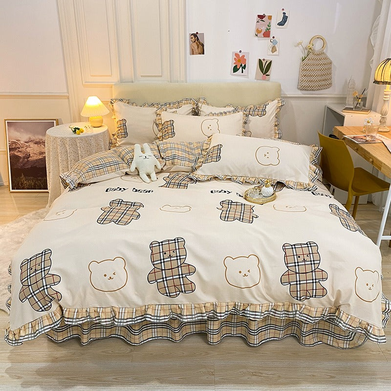 Funda cubre plumón + sabana Larga+ cubre almohada “Ositos 🐻”. Microfibra, 1,5 y 2 Plazas