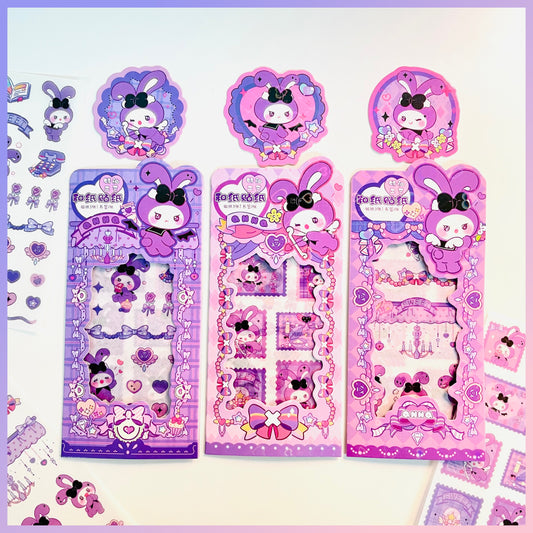 Set 3 Láminas de Stickers + Marca página. 20x9cms