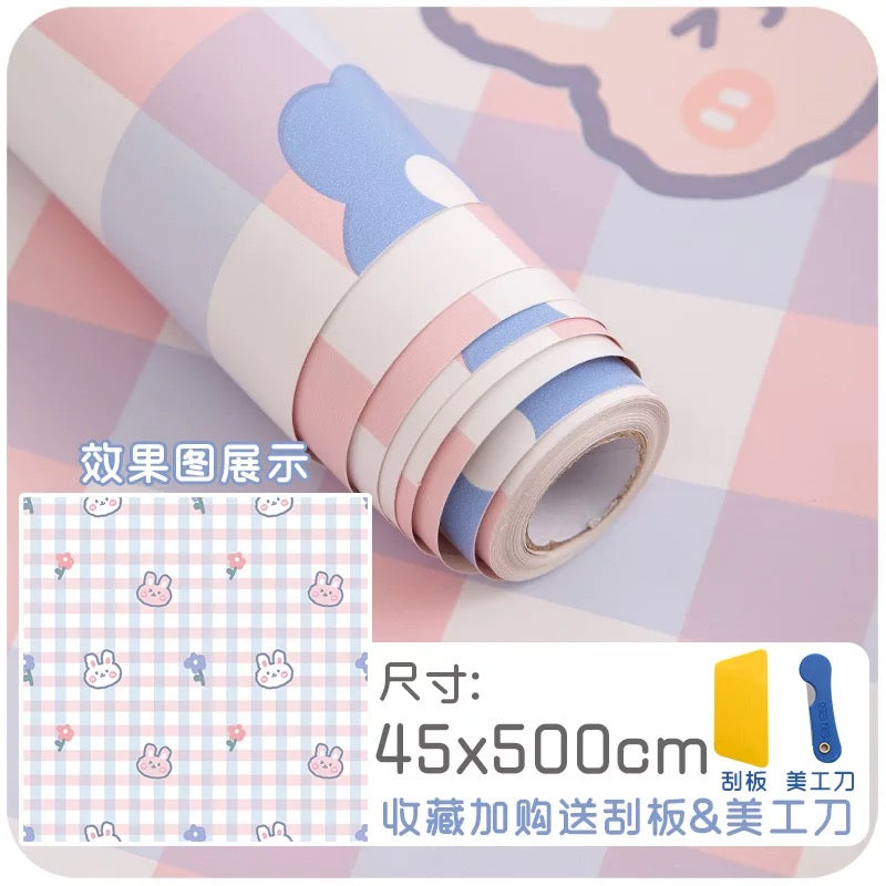 Papel adhesivo “Cute”, impermeable al agua + Espátula y Cutter para Instalación. 5Metrosx45Cms