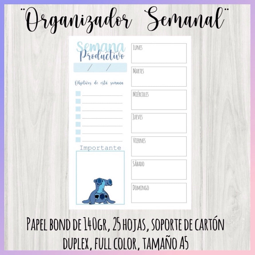 Planner Semanal “Stitch”, A5