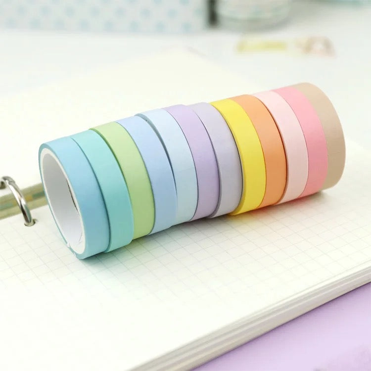 Set de 12 Washi Tape “tonos pastel”, 7.5mmx2M