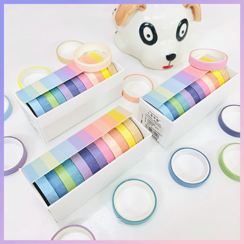 Set de 12 Washi Tape “tonos pastel”, 7.5mmx2M