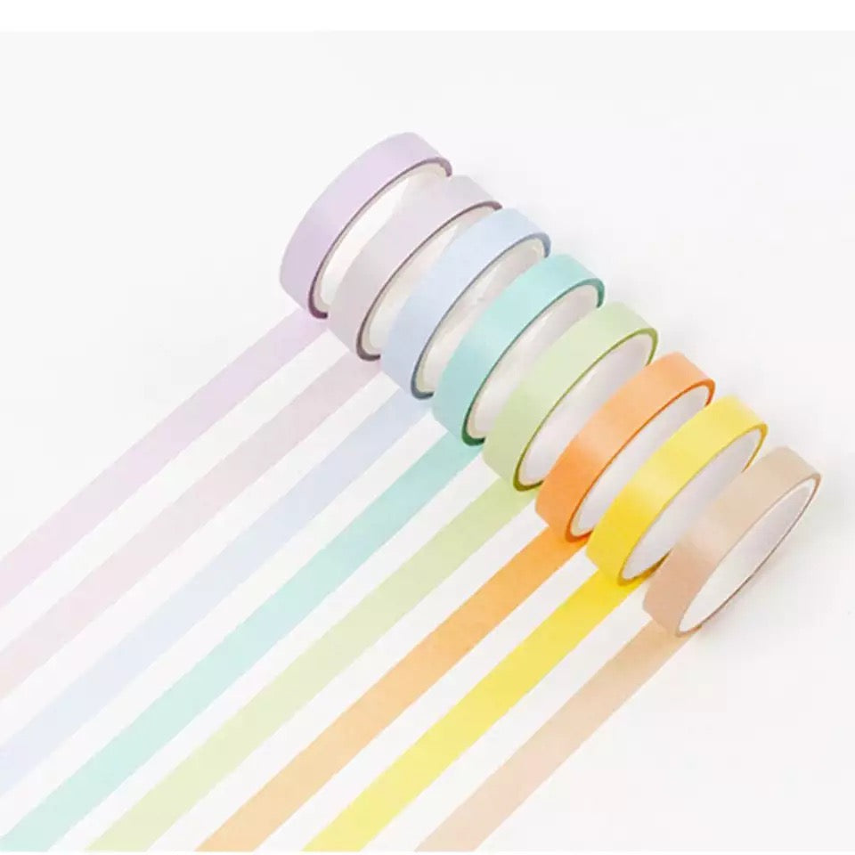 Set de 12 Washi Tape “tonos pastel”, 7.5mmx2M