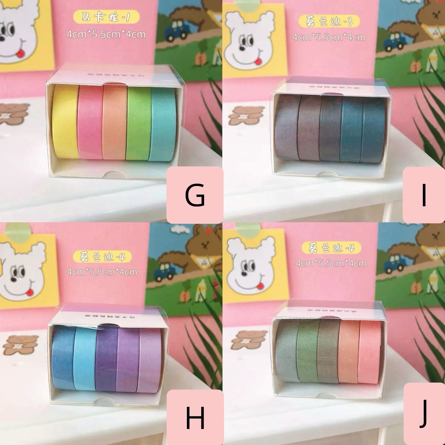 Set 5 Washi Tape “Tonos Pastel”, 1cmx2M