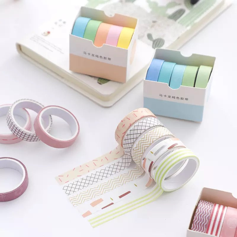 Set 5 Washi Tape “Tonos Pastel”, 1cmx2M