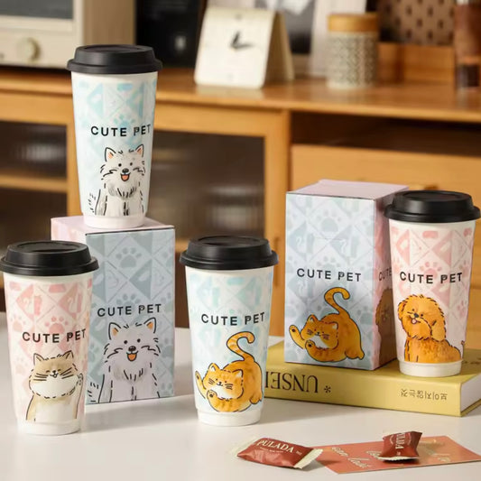 Taza Mug “Cute Pet”. 580ml. Taza Cerámica, Tapa Silicona.